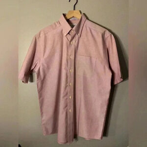 L.L. Bean Mens 100% Cotton Pink Chambray Dress Shirt Size 15.5 Wrinkle Resistant